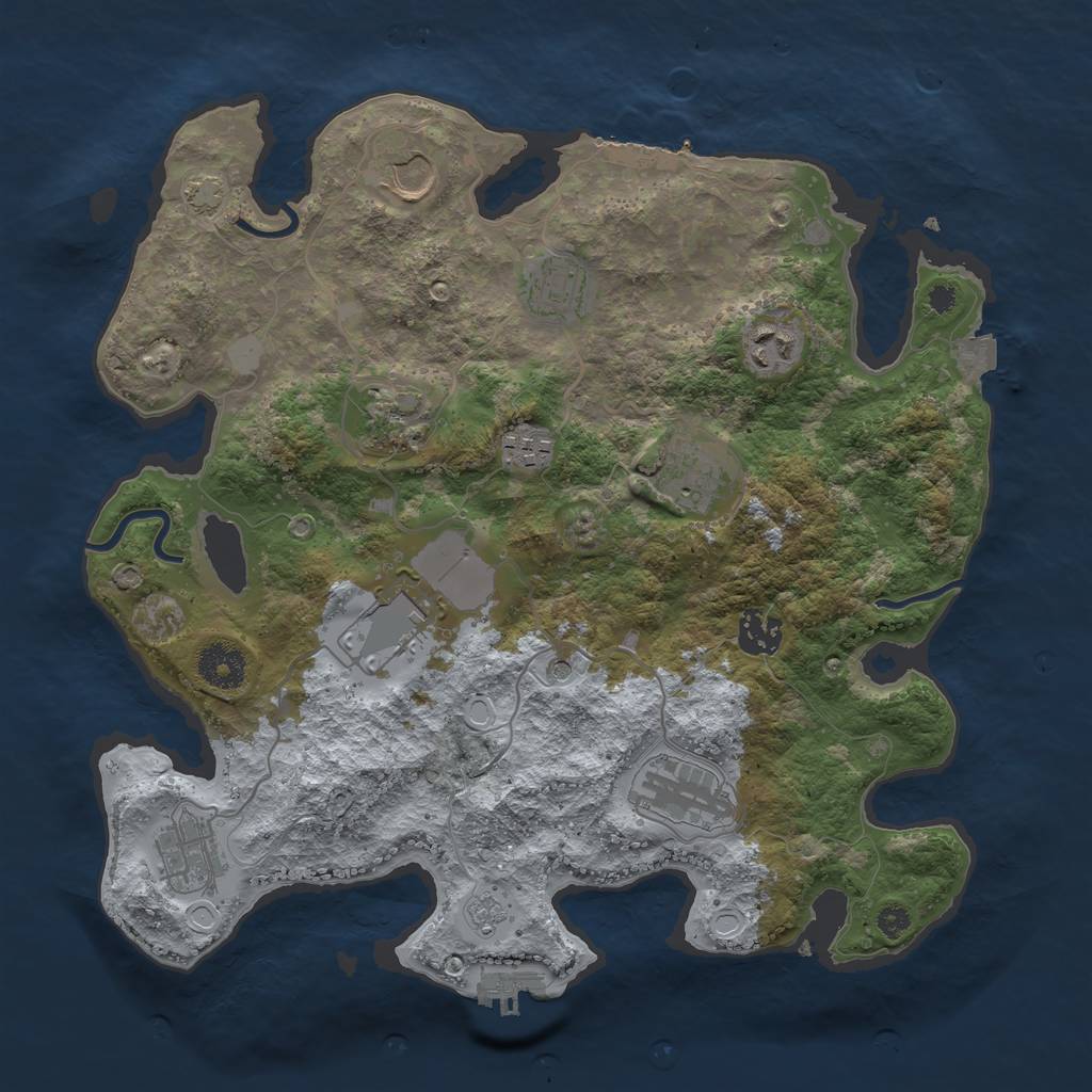Rust Map: Procedural Map, Size: 3500, Seed: 392474836, 18 Monuments