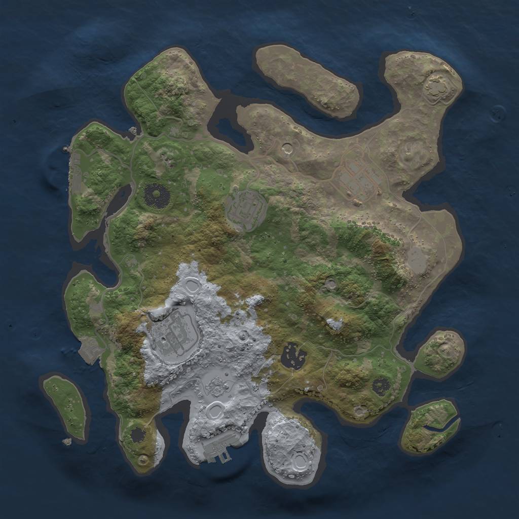 Rust Map: Procedural Map, Size: 3000, Seed: 2136258127, 12 Monuments