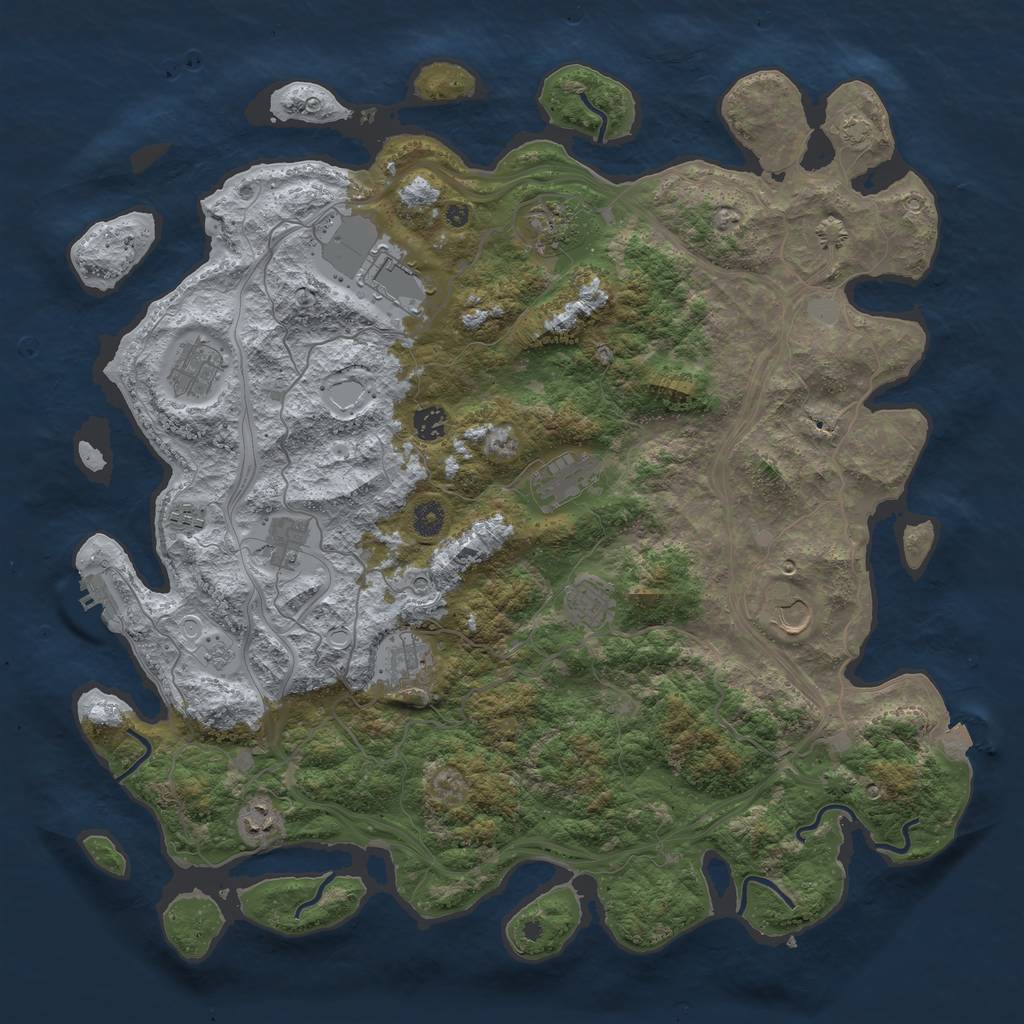 Rust Map: Procedural Map, Size: 4500, Seed: 250574196, 18 Monuments