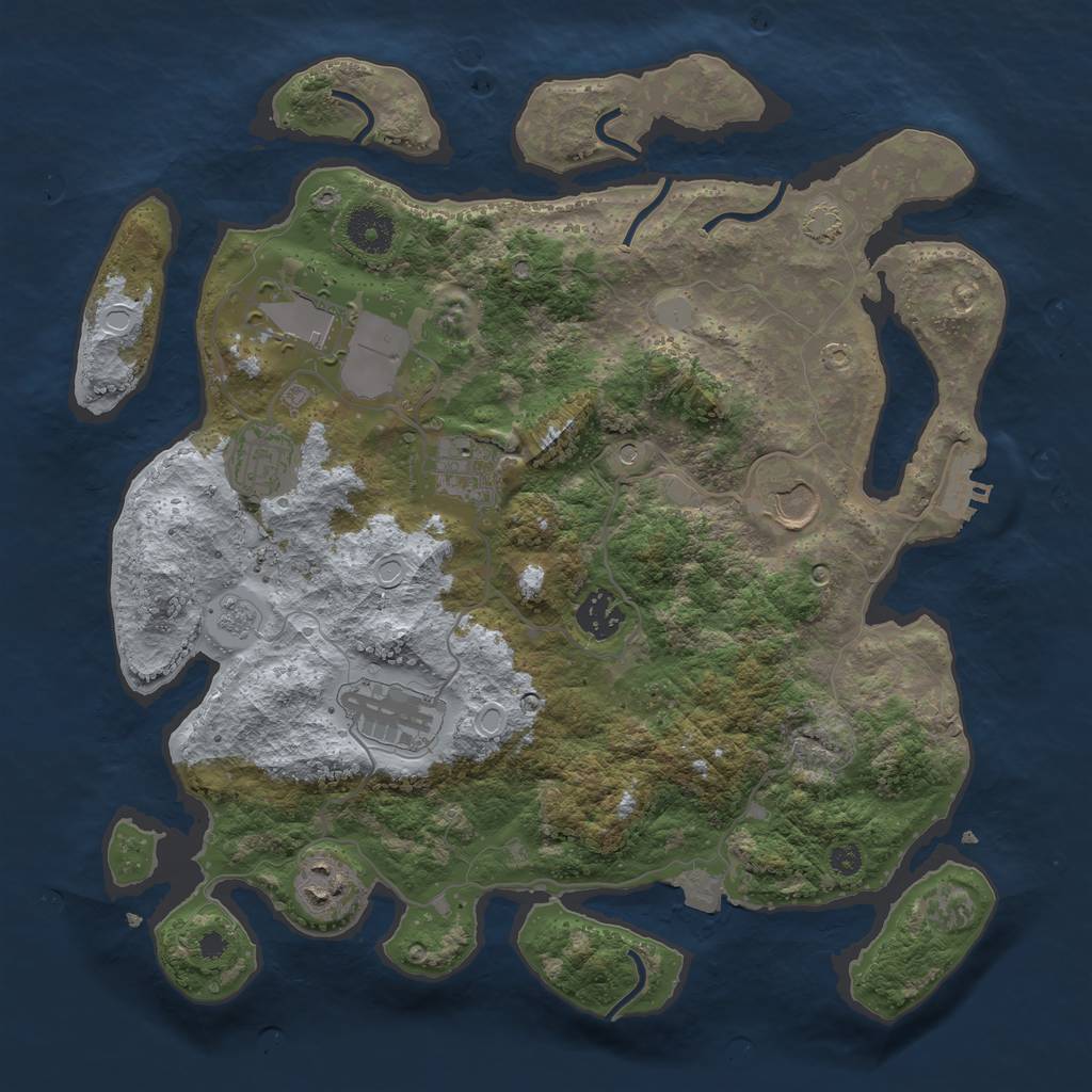 Rust Map: Procedural Map, Size: 3500, Seed: 1864970013, 14 Monuments