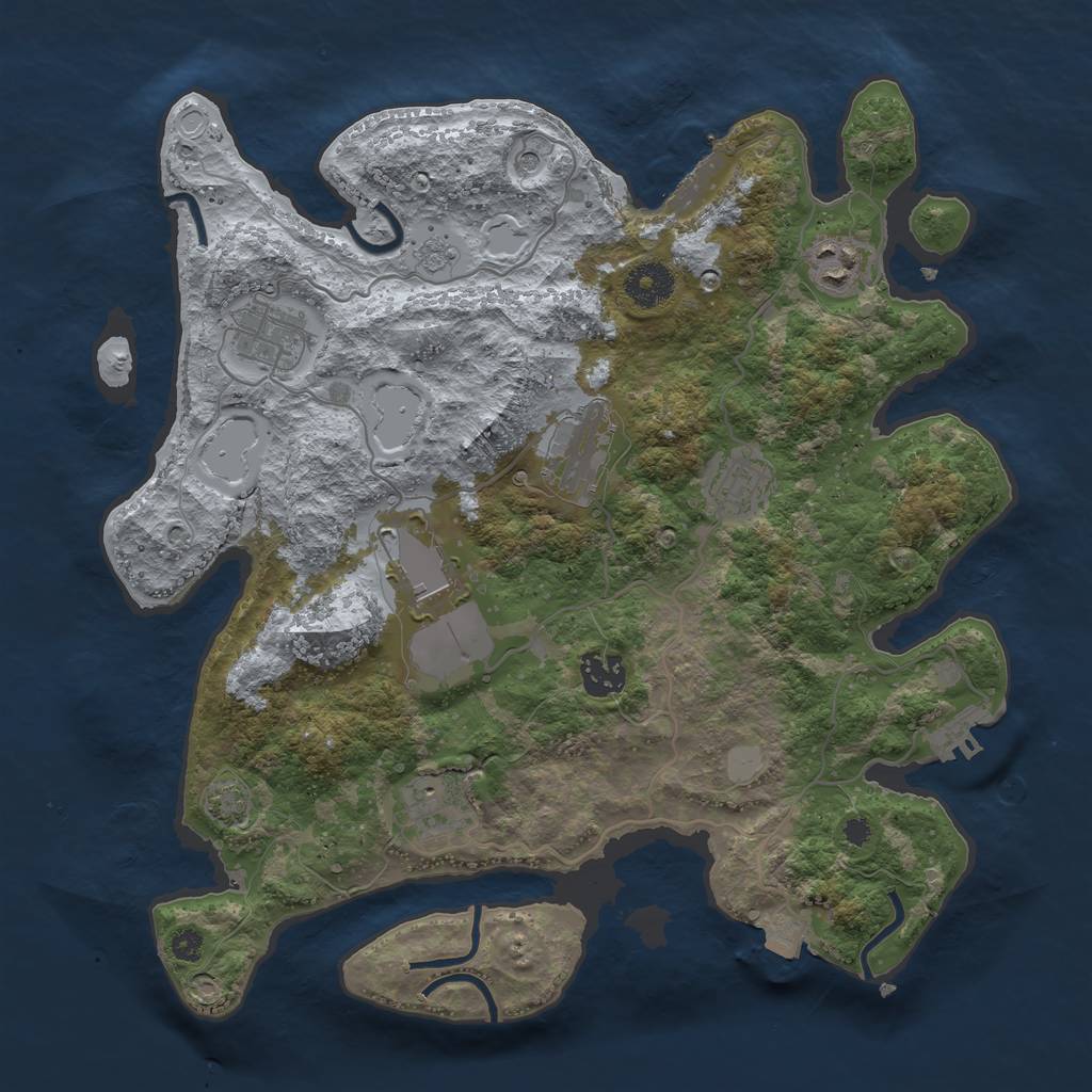 Rust Map: Procedural Map, Size: 3500, Seed: 379163851, 15 Monuments