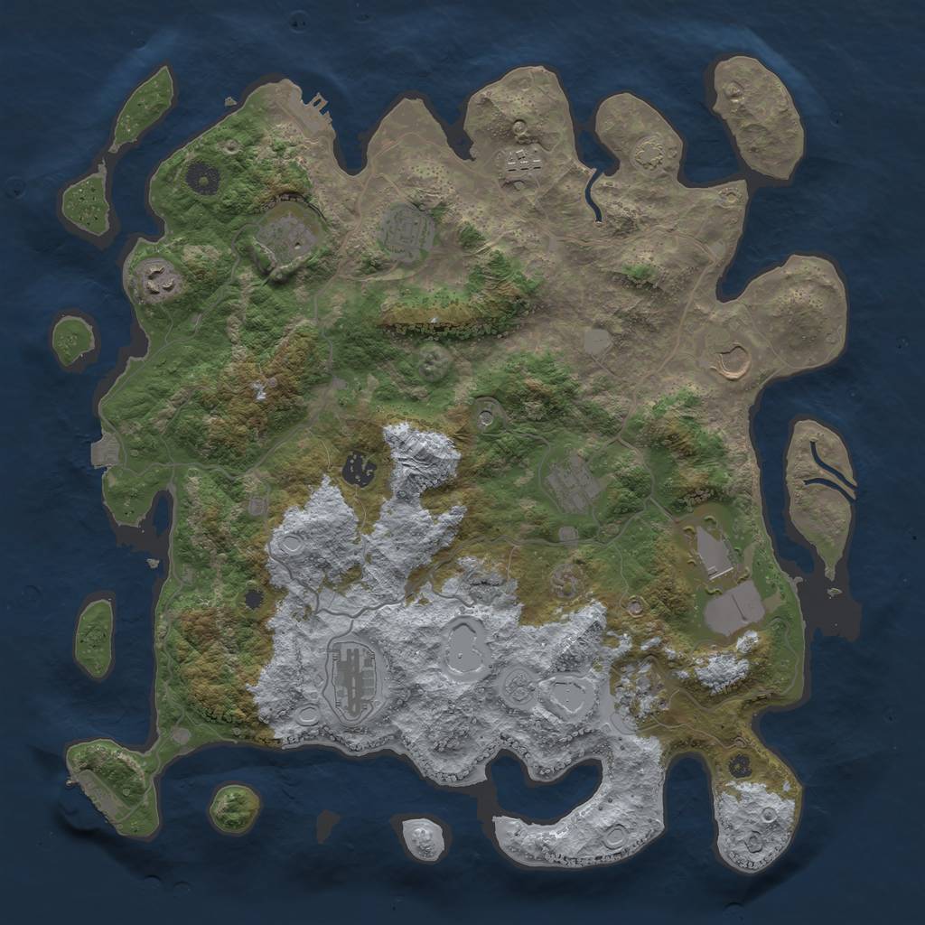 Rust Map: Procedural Map, Size: 4096, Seed: 585948, 18 Monuments