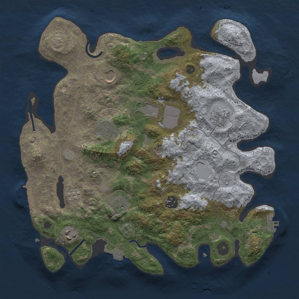 Rust Map: Procedural Map, Size: 3500, Seed: 19528, 16 Monuments