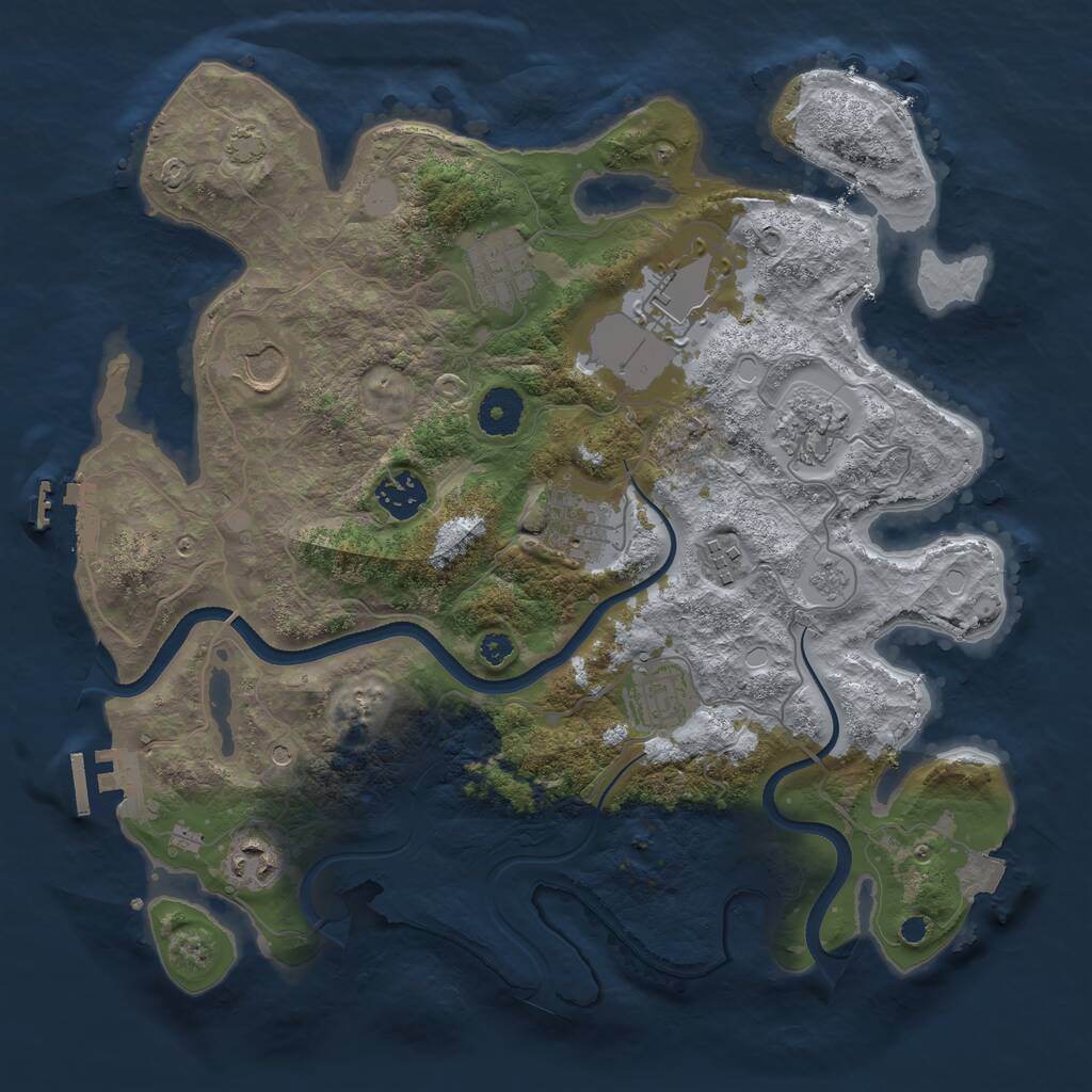 Rust Map: Procedural Map, Size: 3500, Seed: 19528, 15 Monuments