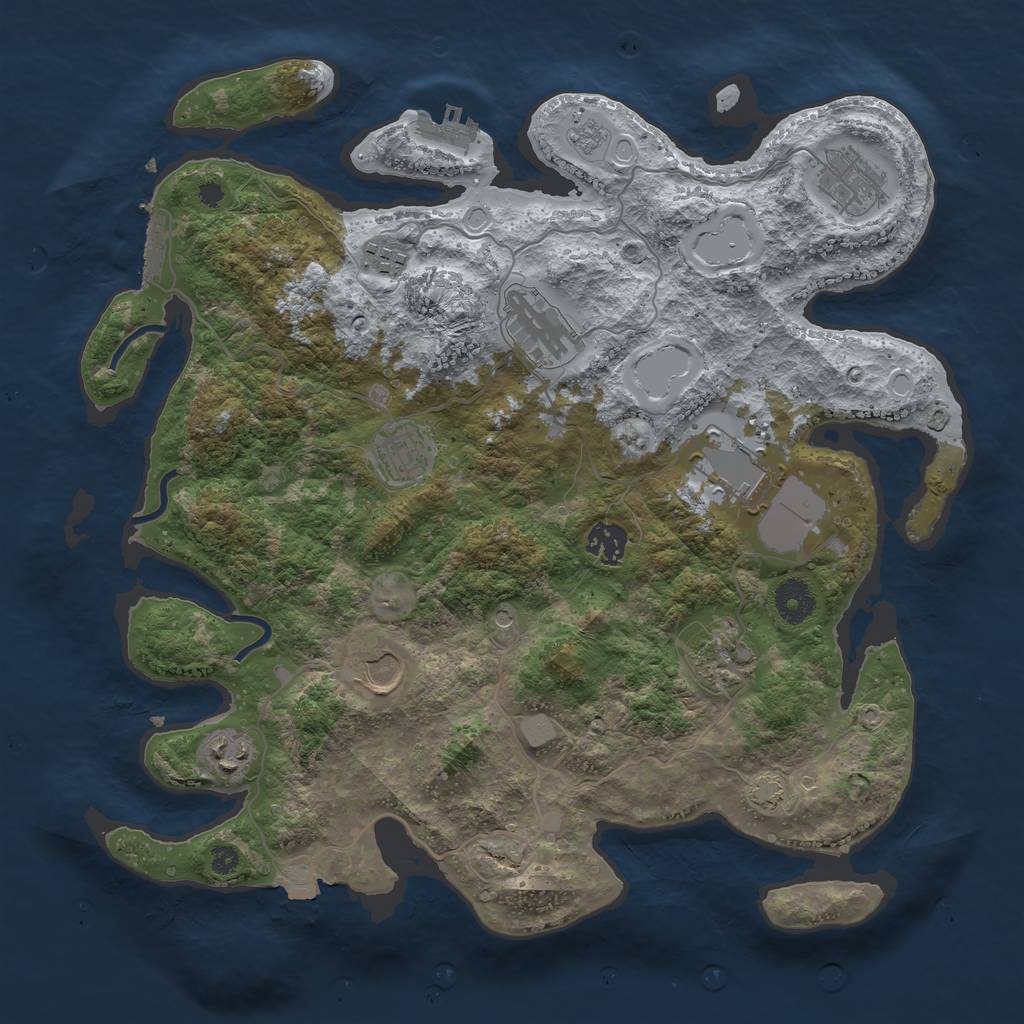 Rust Map: Procedural Map, Size: 3700, Seed: 63634811, 17 Monuments