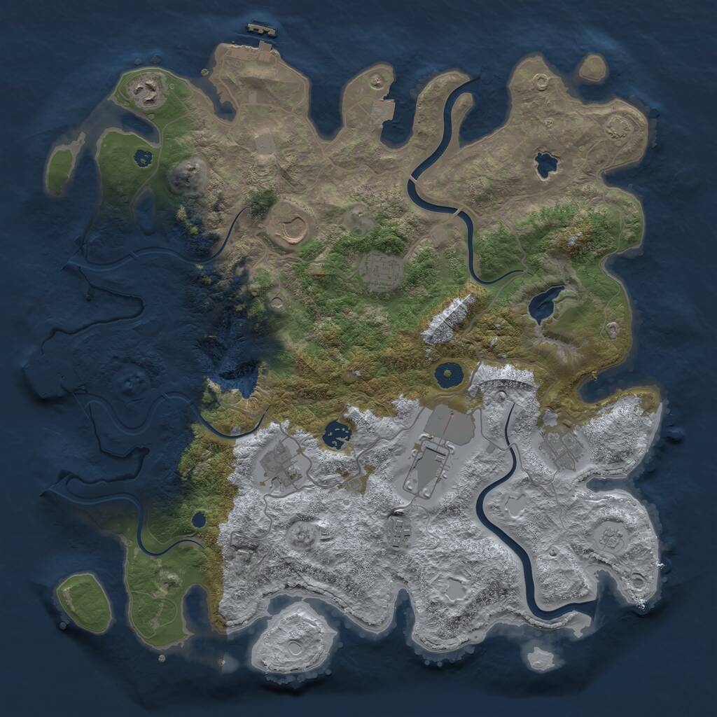 Rust Map: Procedural Map, Size: 4000, Seed: 204940925, 14 Monuments