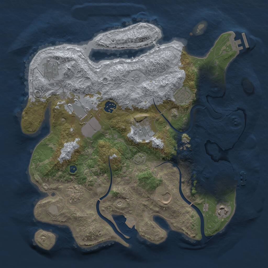 Rust Map: Procedural Map, Size: 3500, Seed: 594637187, 15 Monuments