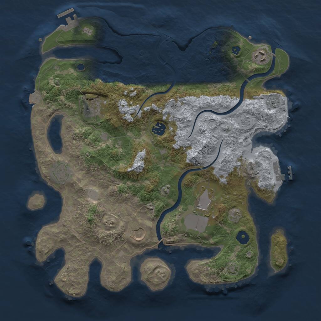 Rust Map: Procedural Map, Size: 3700, Seed: 51270334, 13 Monuments