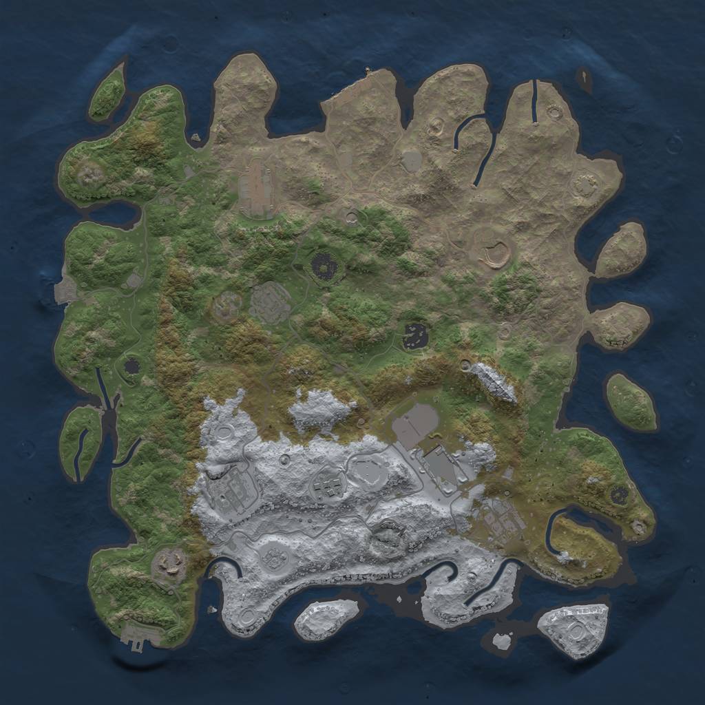 Rust Map: Procedural Map, Size: 3950, Seed: 472938091, 17 Monuments