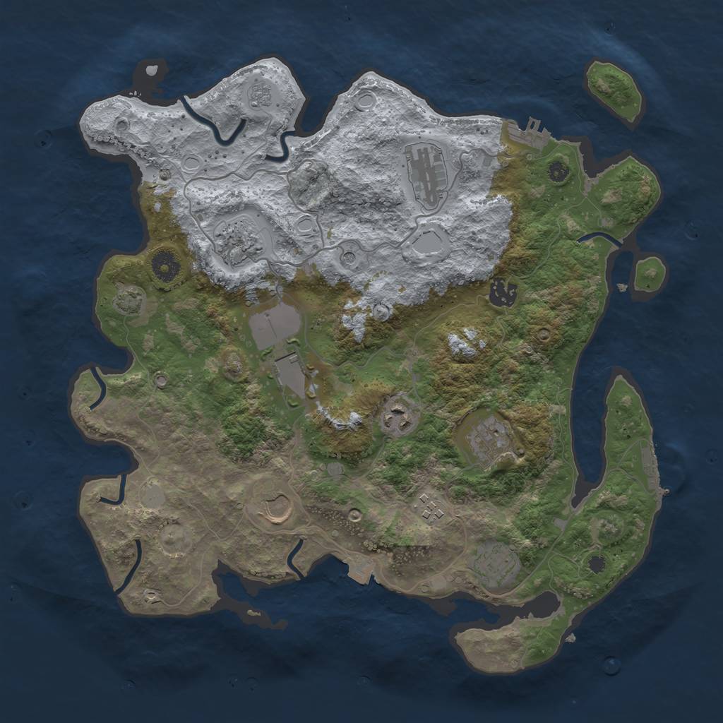 Rust Map: Procedural Map, Size: 3700, Seed: 1857657829, 17 Monuments