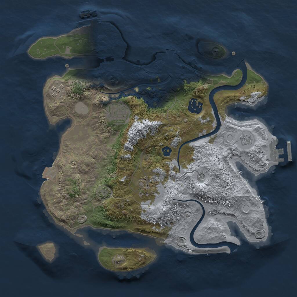 Rust Map: Procedural Map, Size: 3000, Seed: 80878554, 10 Monuments