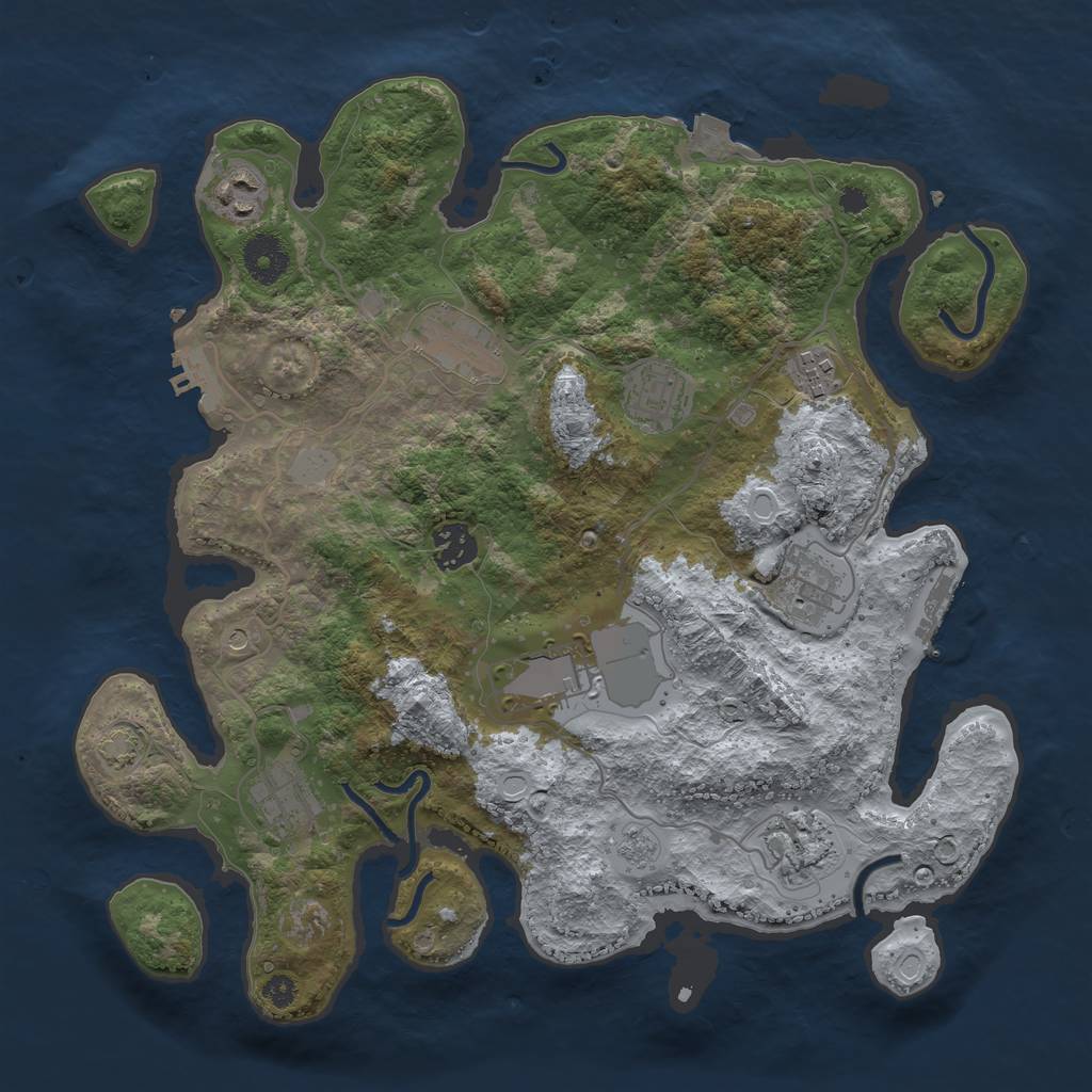 Rust Map: Procedural Map, Size: 3500, Seed: 78862, 17 Monuments