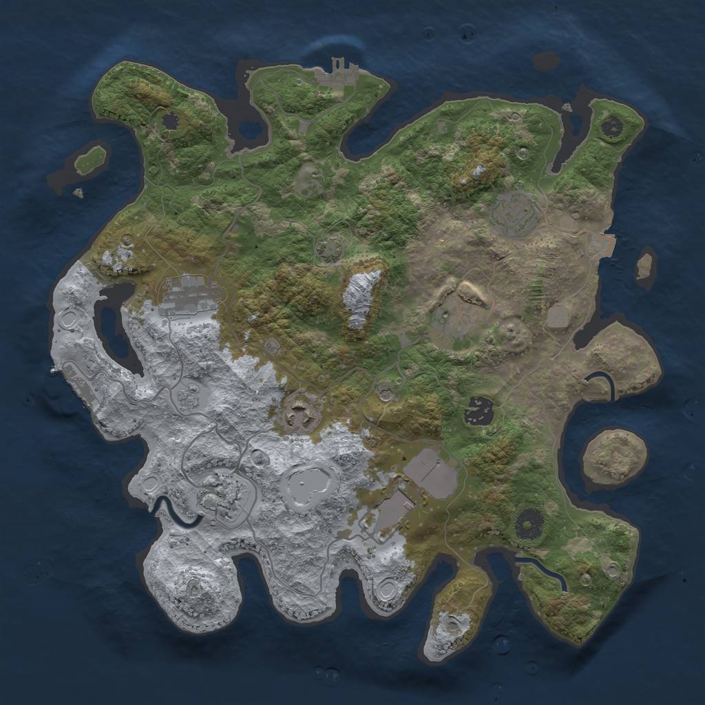 Rust Map: Procedural Map, Size: 3500, Seed: 1688513791, 15 Monuments