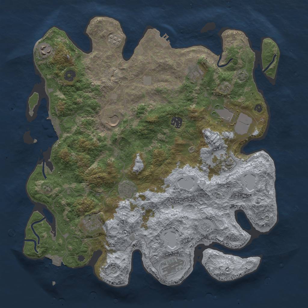 Rust Map: Procedural Map, Size: 3950, Seed: 97497363, 18 Monuments