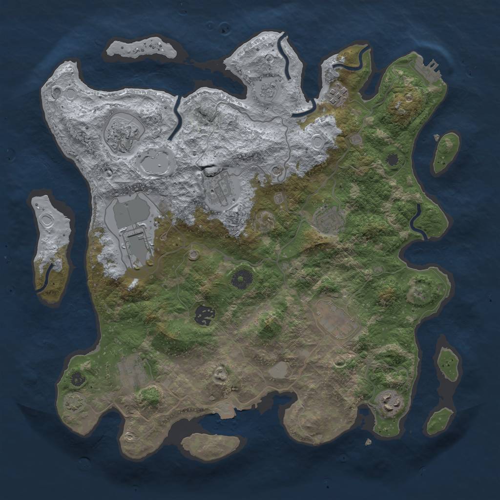 Rust Map: Procedural Map, Size: 3700, Seed: 1762596804, 16 Monuments