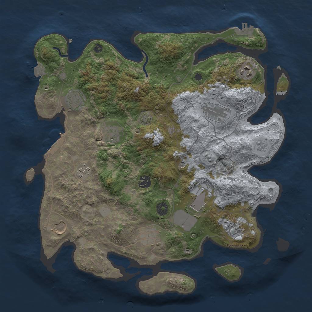 Rust Map: Procedural Map, Size: 3600, Seed: 17826122, 18 Monuments