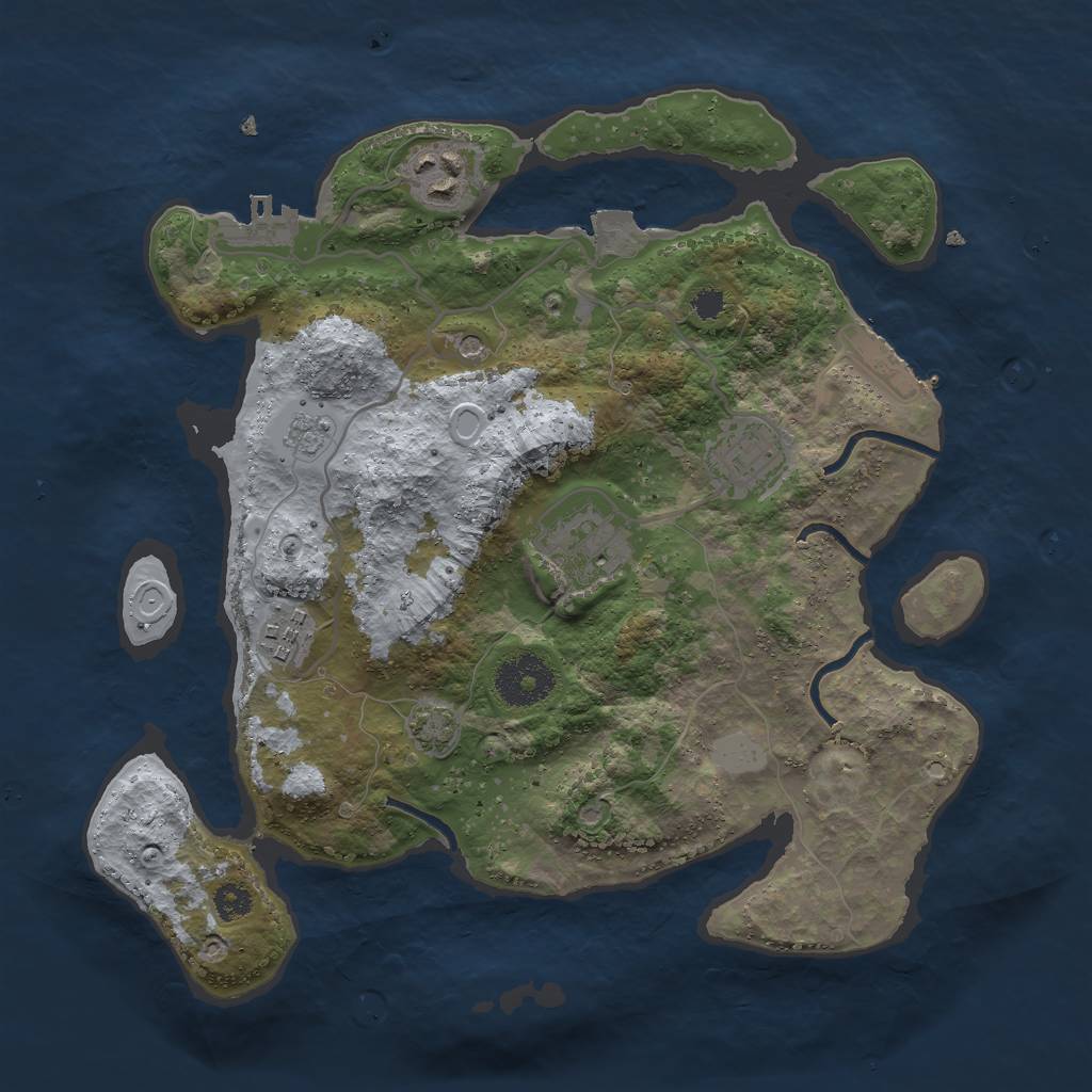 Rust Map: Procedural Map, Size: 3000, Seed: 1708716968, 12 Monuments