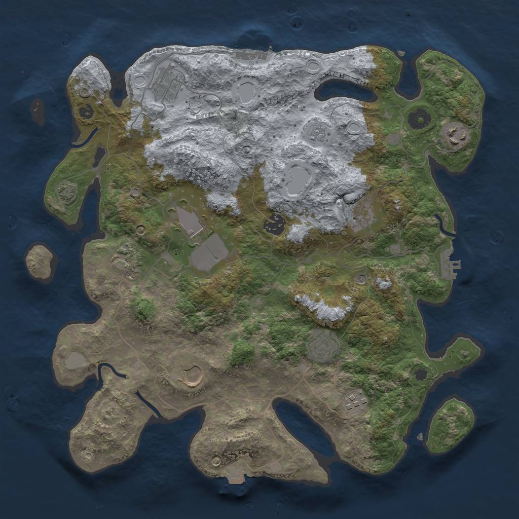Rust Map: Procedural Map, Size: 3650, Seed: 57296936, 17 Monuments
