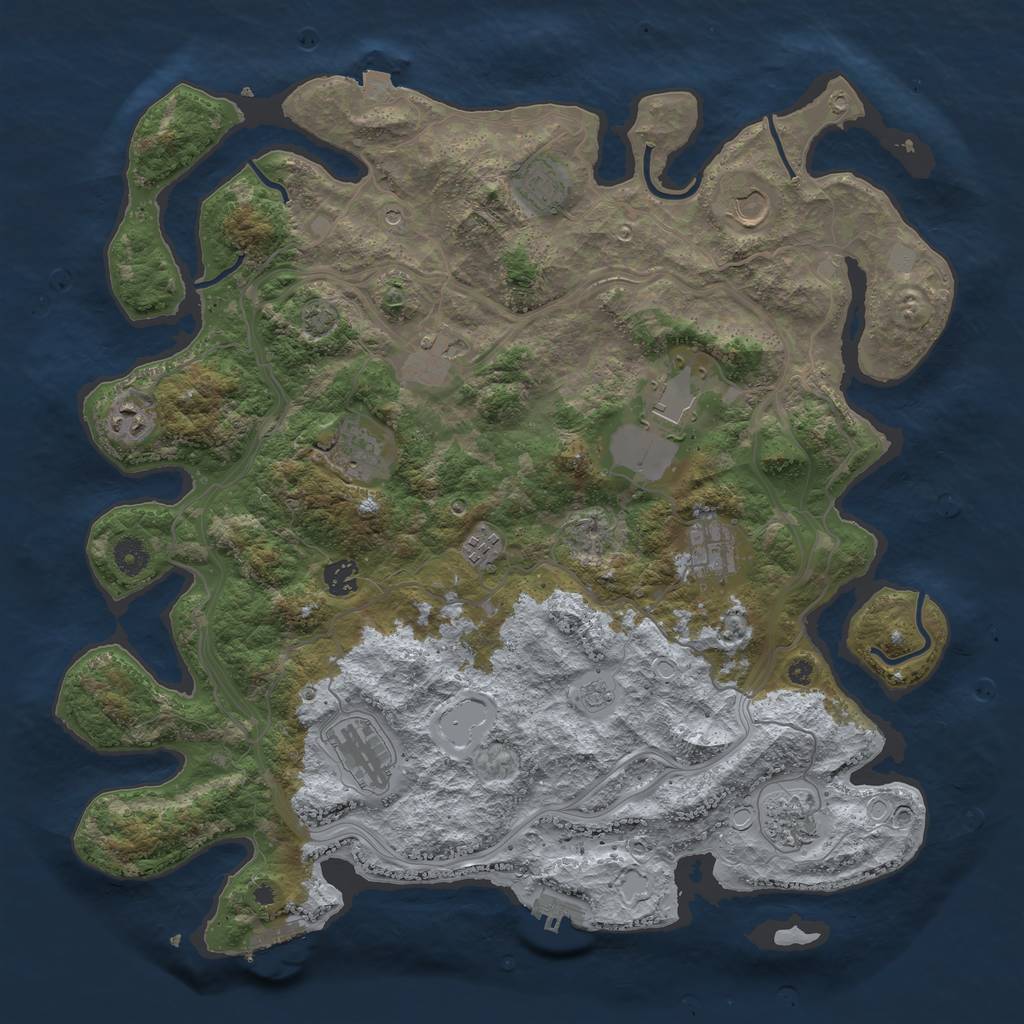Rust Map: Procedural Map, Size: 4250, Seed: 1275807283, 19 Monuments