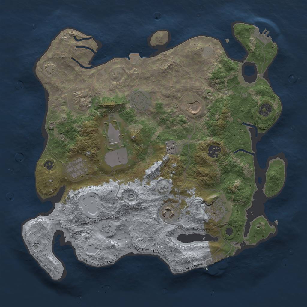 Rust Map: Procedural Map, Size: 3500, Seed: 1852852615, 17 Monuments