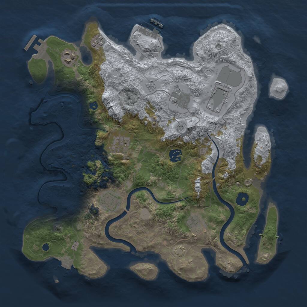 Rust Map: Procedural Map, Size: 3500, Seed: 601358533, 14 Monuments