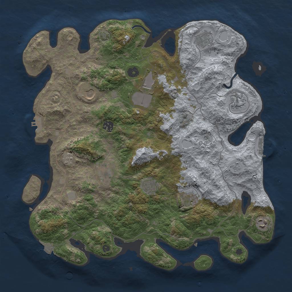 Rust Map: Procedural Map, Size: 4000, Seed: 990256, 18 Monuments