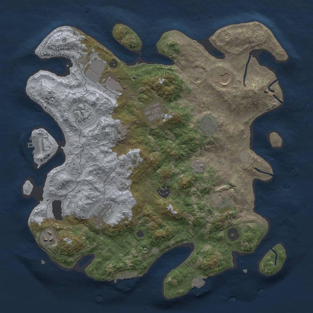Rust Map: Procedural Map, Size: 3750, Seed: 889376, 18 Monuments