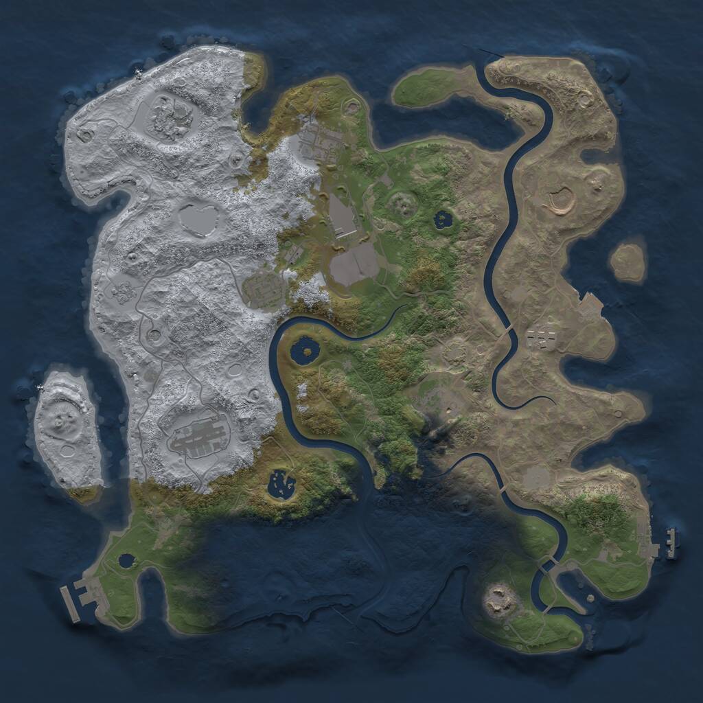 Rust Map: Procedural Map, Size: 3750, Seed: 210667, 16 Monuments