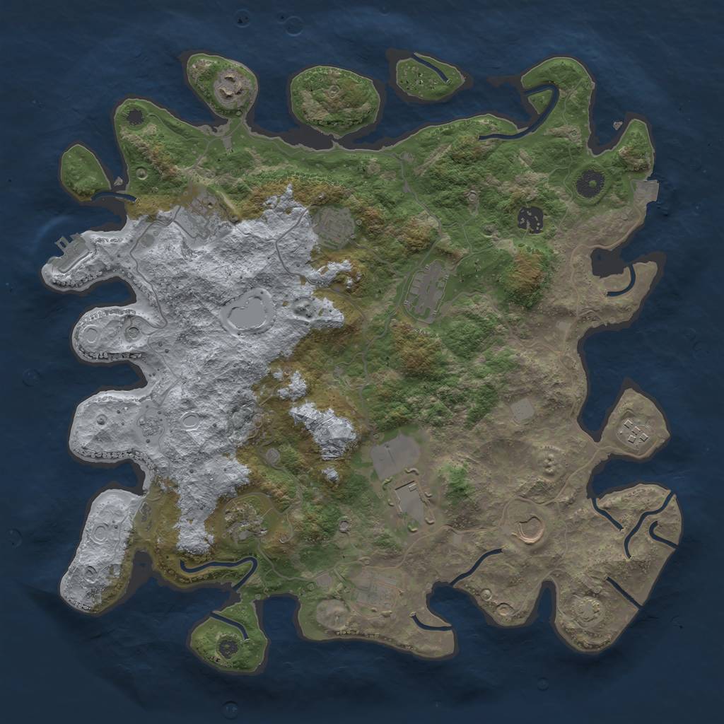Rust Map: Procedural Map, Size: 3950, Seed: 754039673, 17 Monuments