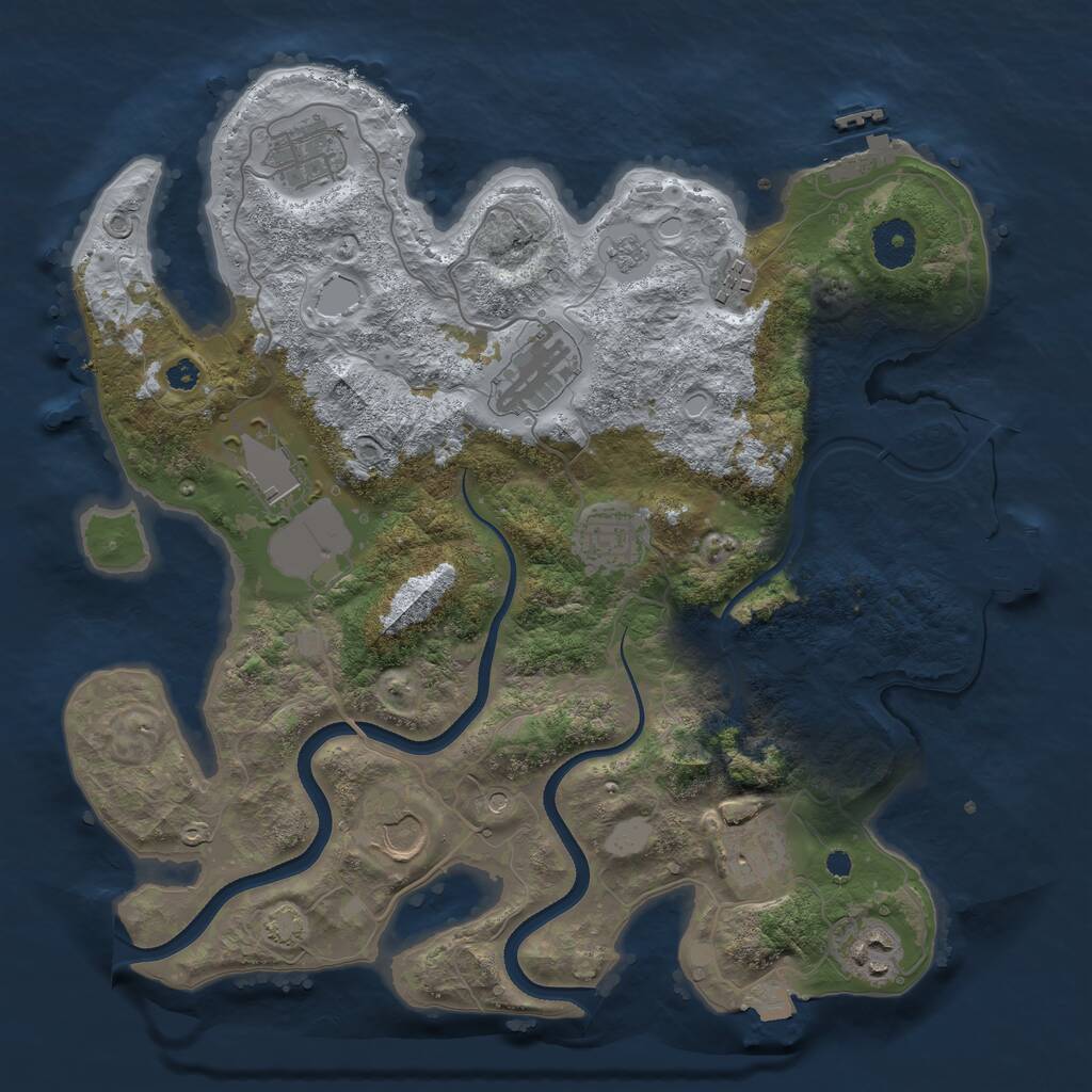 Rust Map: Procedural Map, Size: 3500, Seed: 1314809395, 14 Monuments