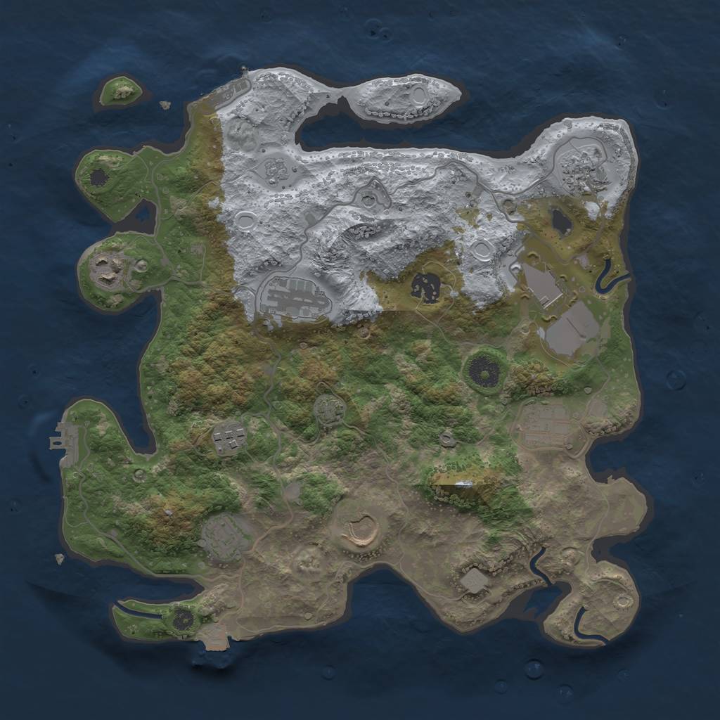 Rust Map: Procedural Map, Size: 3500, Seed: 59978163, 17 Monuments