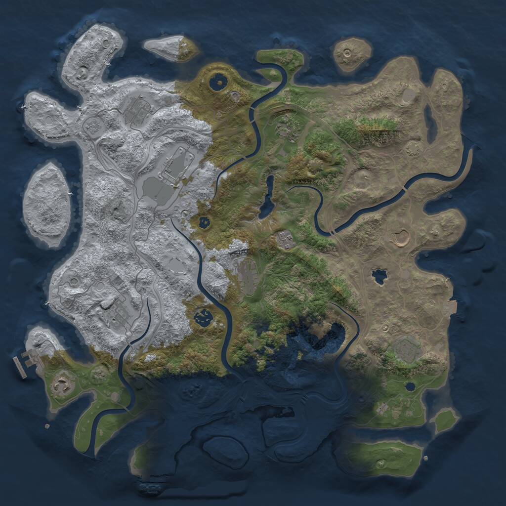 Rust Map: Procedural Map, Size: 4400, Seed: 51161461, 16 Monuments