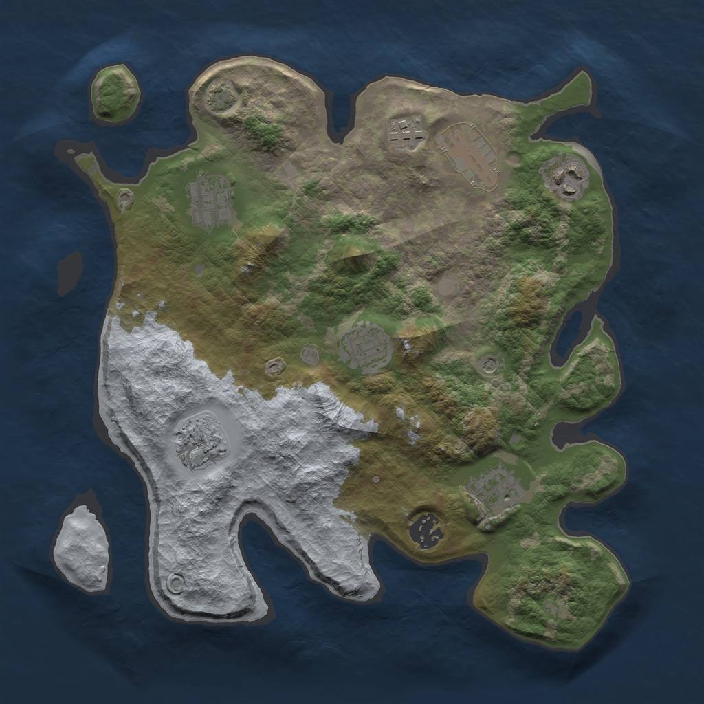 Rust Map: Barren, Size: 3200, Seed: 81548579, 12 Monuments