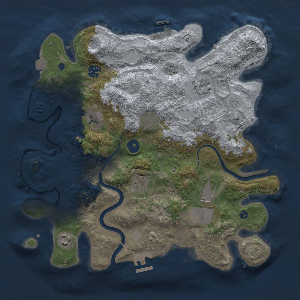 Rust Map: Procedural Map, Size: 3500, Seed: 2610, 14 Monuments