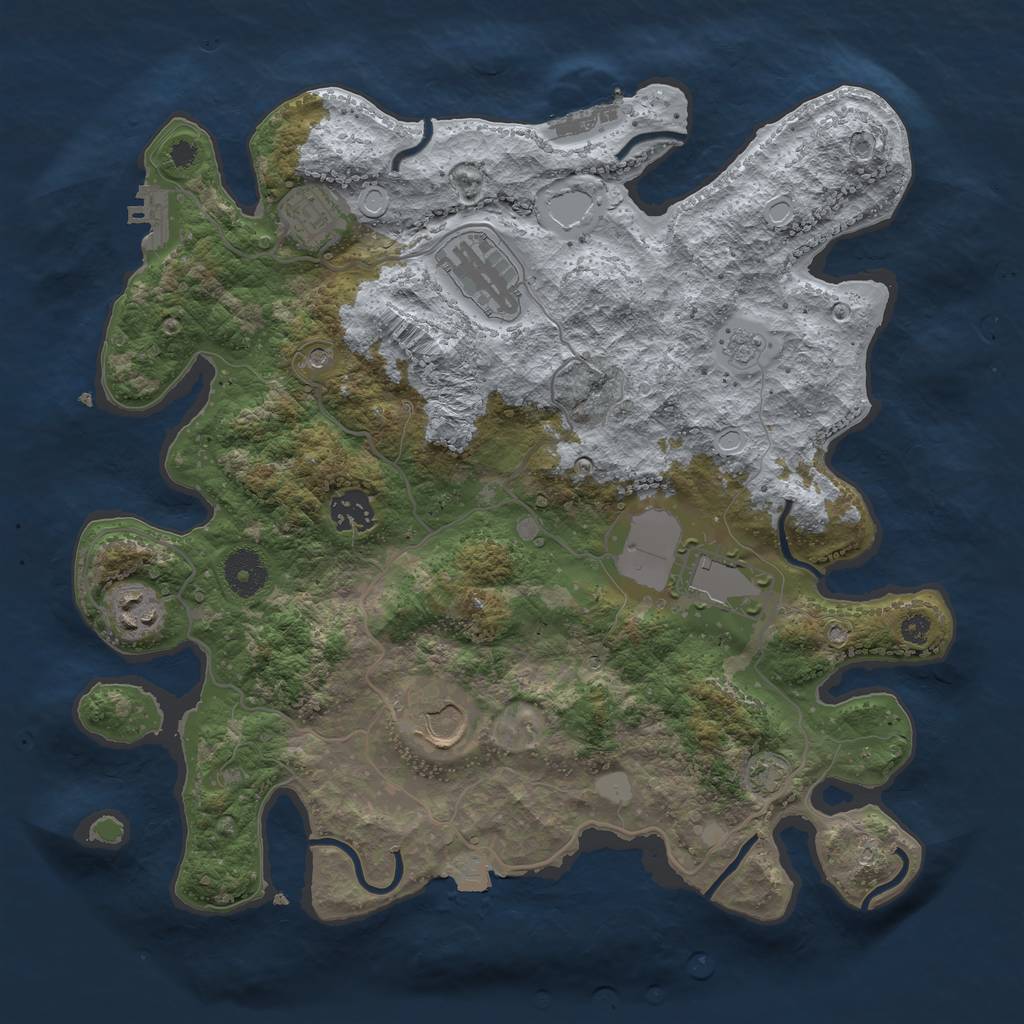 Rust Map: Procedural Map, Size: 3500, Seed: 2610, 14 Monuments