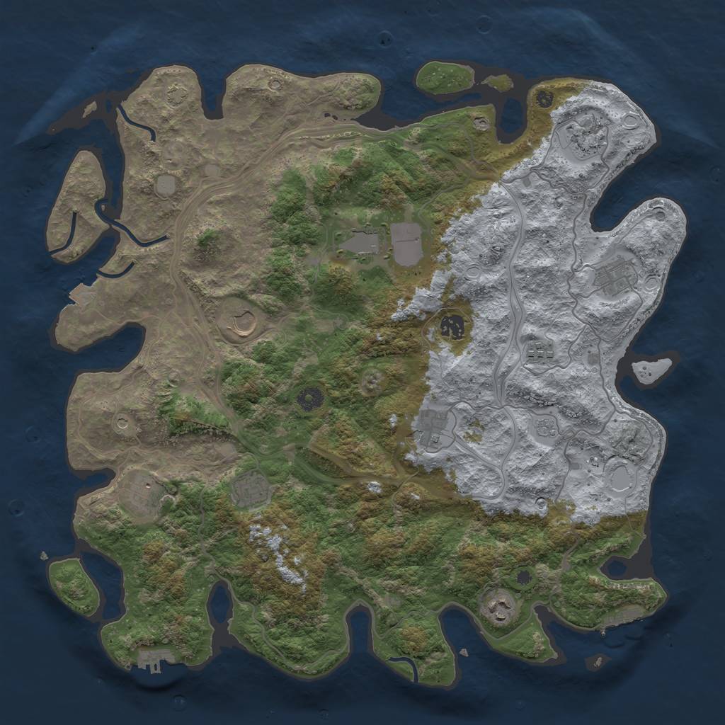 Rust Map: Procedural Map, Size: 4300, Seed: 1653678, 18 Monuments
