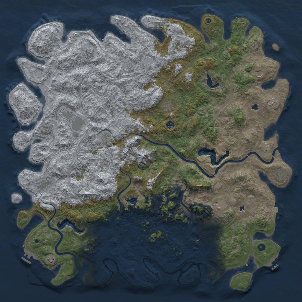 Rust Map: Procedural Map, Size: 6000, Seed: 3670318, 17 Monuments