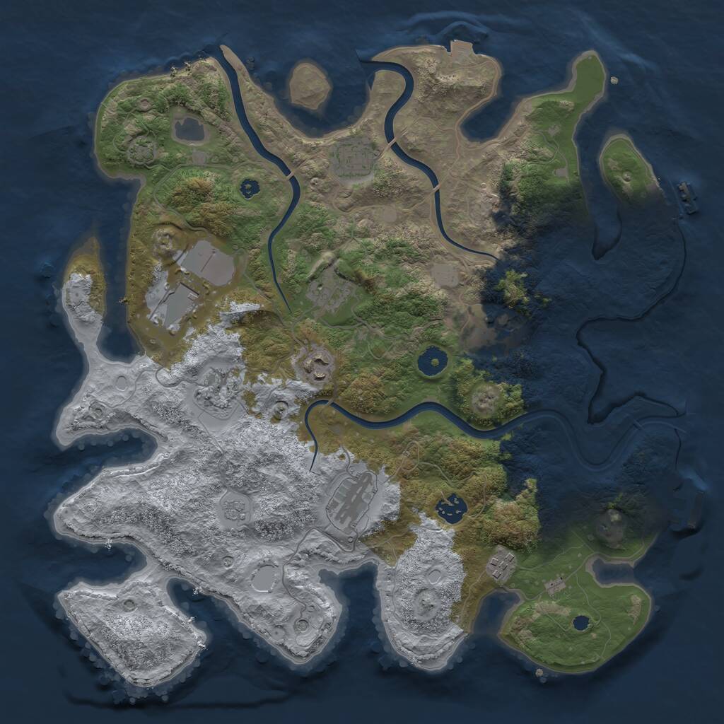 Rust Map: Procedural Map, Size: 3800, Seed: 691217721, 15 Monuments
