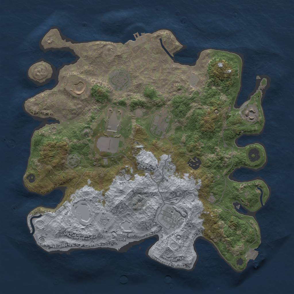 Rust Map: Procedural Map, Size: 3500, Seed: 528476753, 14 Monuments