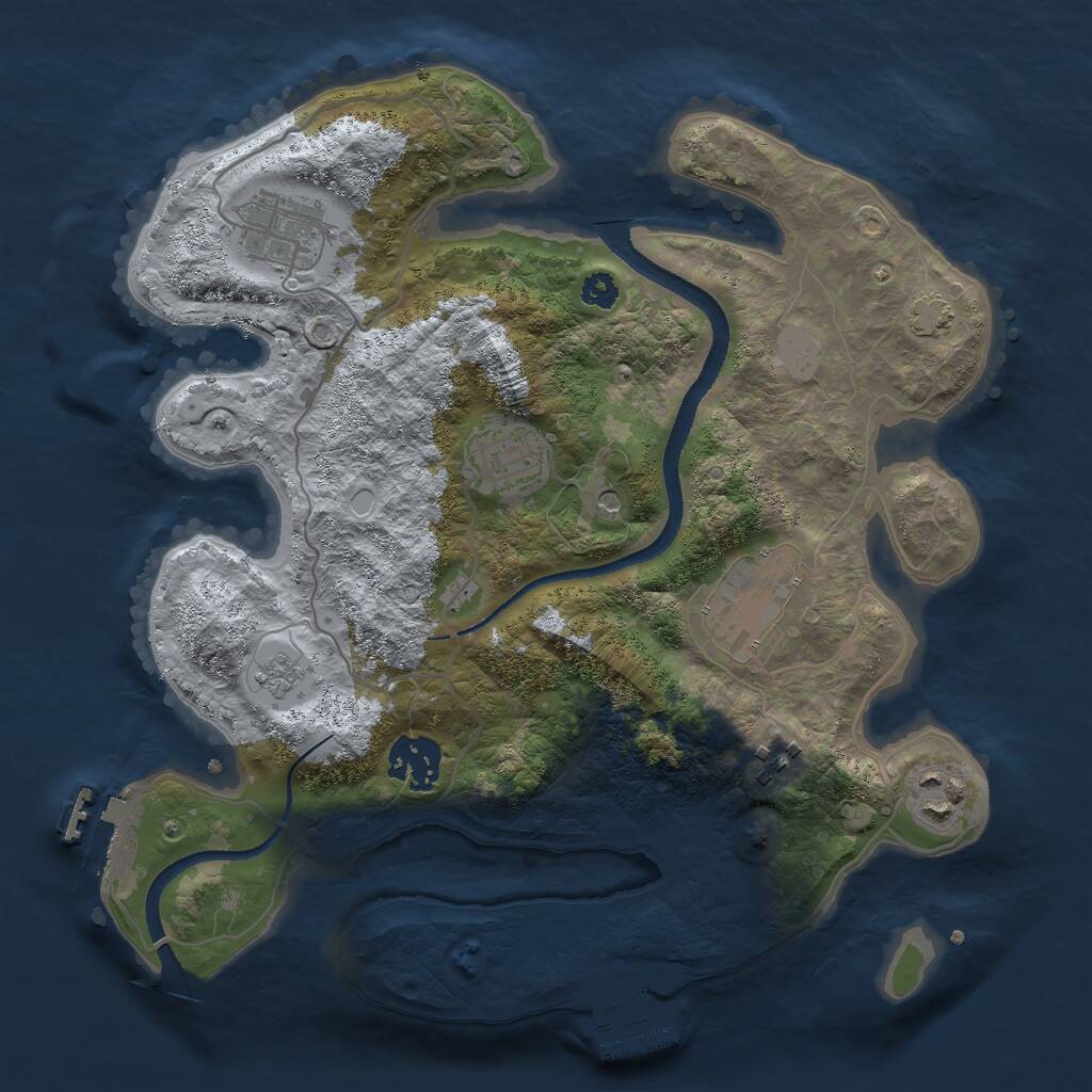 Rust Map: Procedural Map, Size: 3000, Seed: 1126048937, 12 Monuments