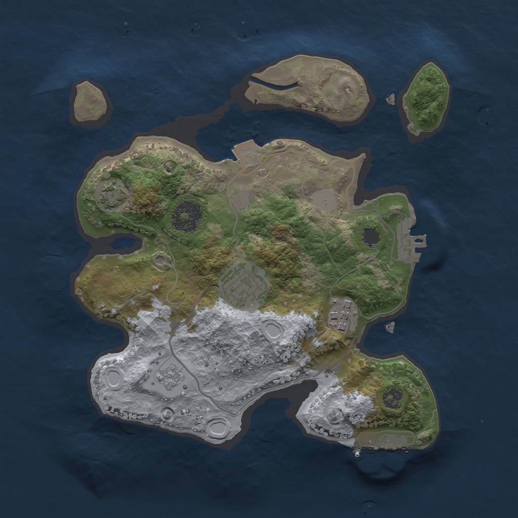 Rust Map: Procedural Map, Size: 2500, Seed: 456655841, 9 Monuments