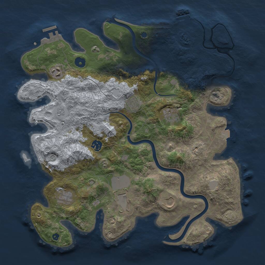 Rust Map: Procedural Map, Size: 3750, Seed: 946723, 14 Monuments