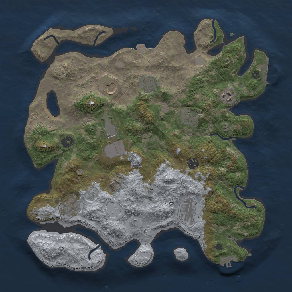 Rust Map: Procedural Map, Size: 3700, Seed: 1417663833, 16 Monuments