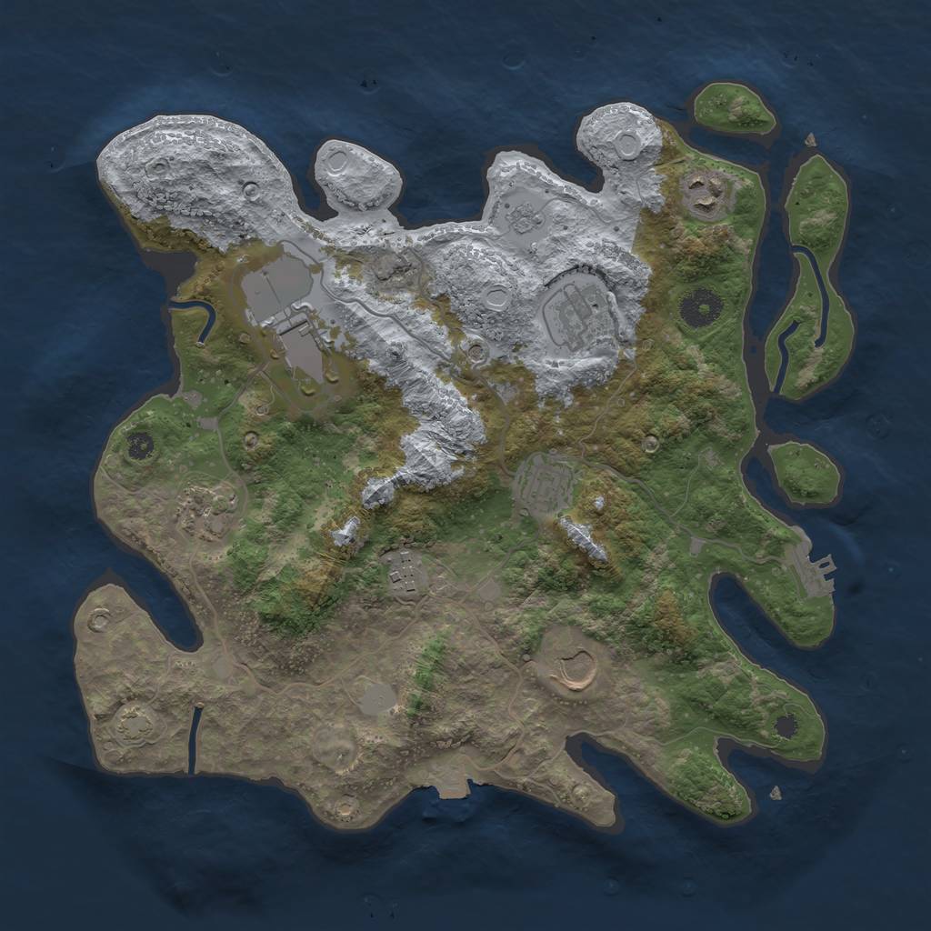 Rust Map: Procedural Map, Size: 3500, Seed: 838263176, 14 Monuments