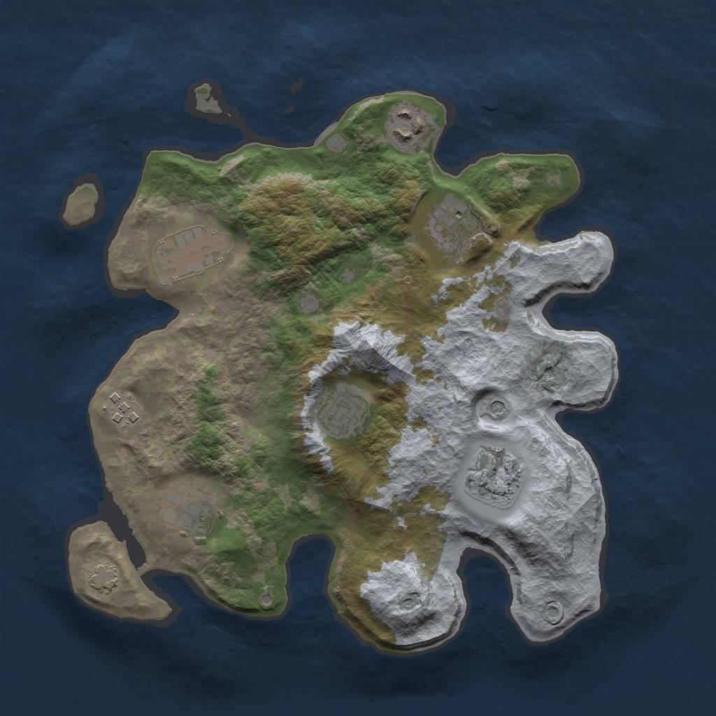 Rust Map: Barren, Size: 3000, Seed: 1999999999, 11 Monuments