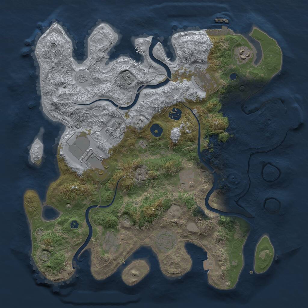 Rust Map: Procedural Map, Size: 3700, Seed: 60768405, 15 Monuments
