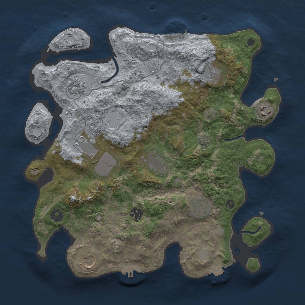 Rust Map: Procedural Map, Size: 3500, Seed: 962861810, 16 Monuments