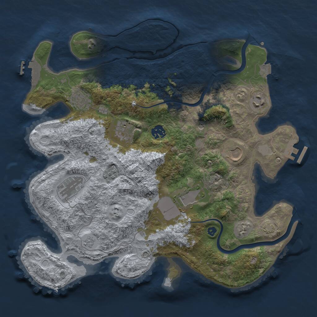 Rust Map: Procedural Map, Size: 3500, Seed: 2073427063, 14 Monuments