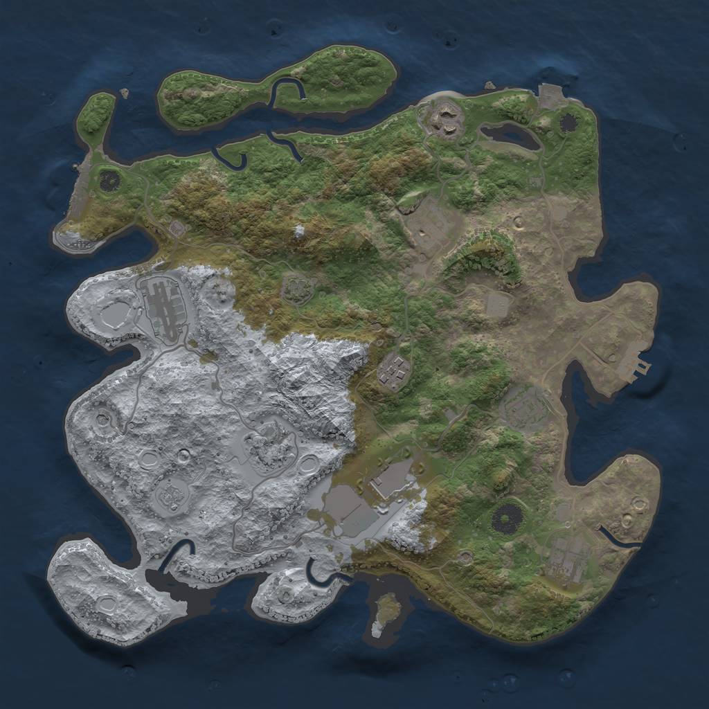 Rust Map: Procedural Map, Size: 3500, Seed: 2073427063, 16 Monuments