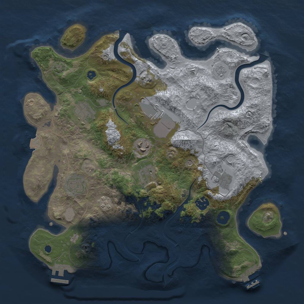 Rust Map: Procedural Map, Size: 3500, Seed: 1343040740, 14 Monuments